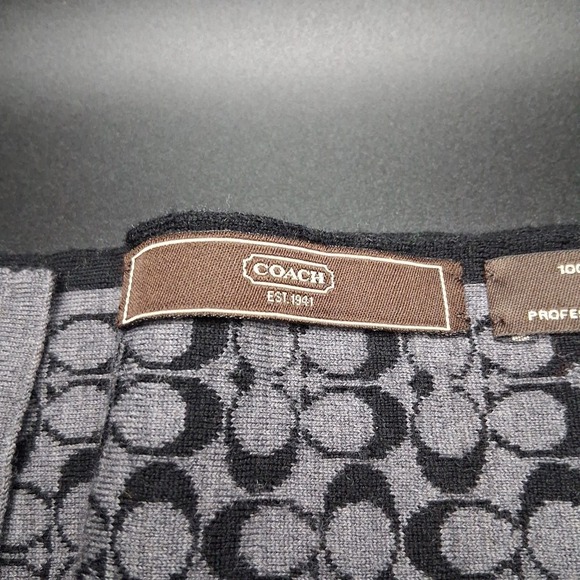 Coach Scarf Black Gray 100% Merino Wool 48 X 7 1/4 - Picture 3 of 5